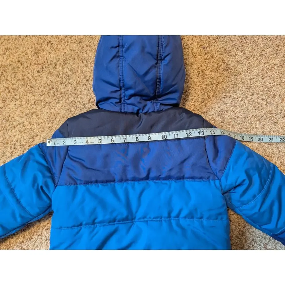OshKosh B'gosh Toddler Boys Blue Striped Fleece Lined Puffer Jacket Coat 4T